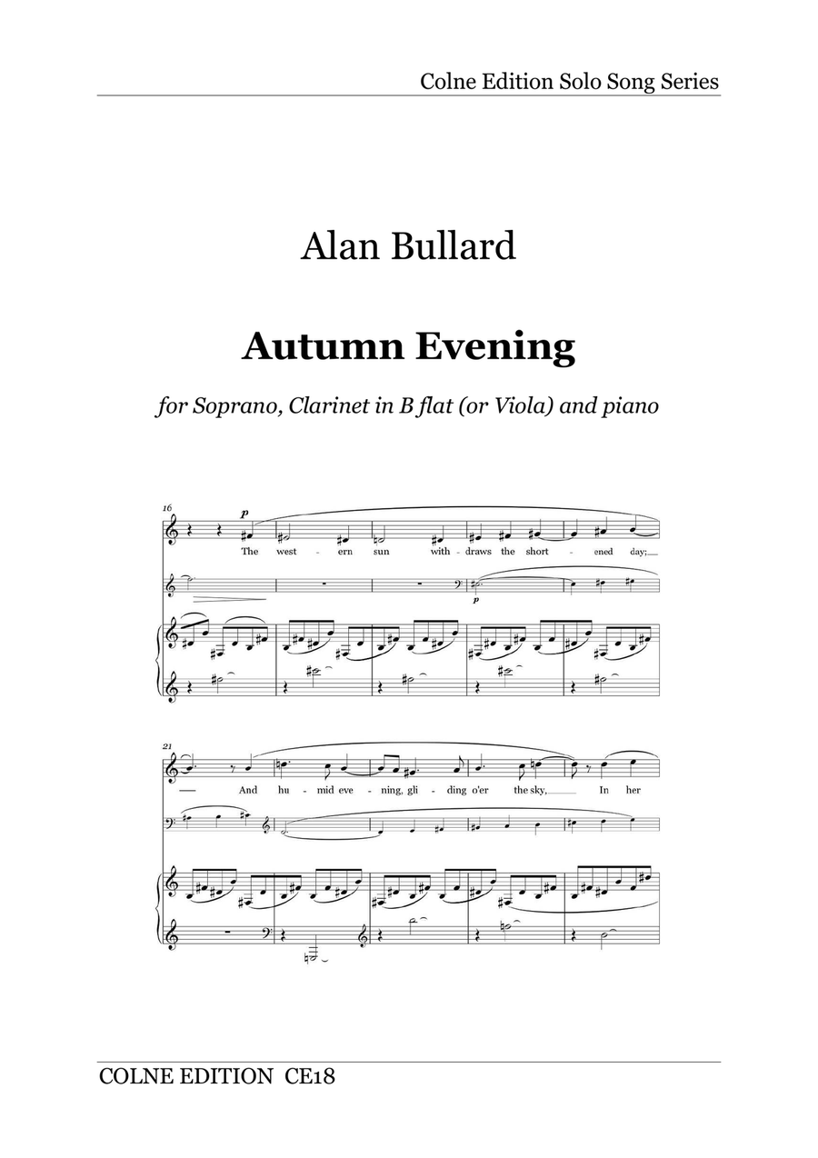 Autumn Evening (soprano, clarinet or viola, and piano) Small Ensemble scores gallery preview page 1