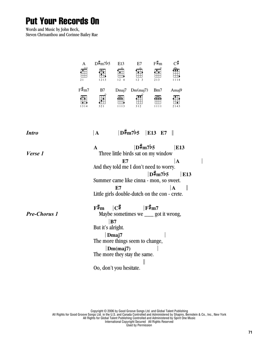 Put Your Records On Ukulele scores gallery preview page 1
