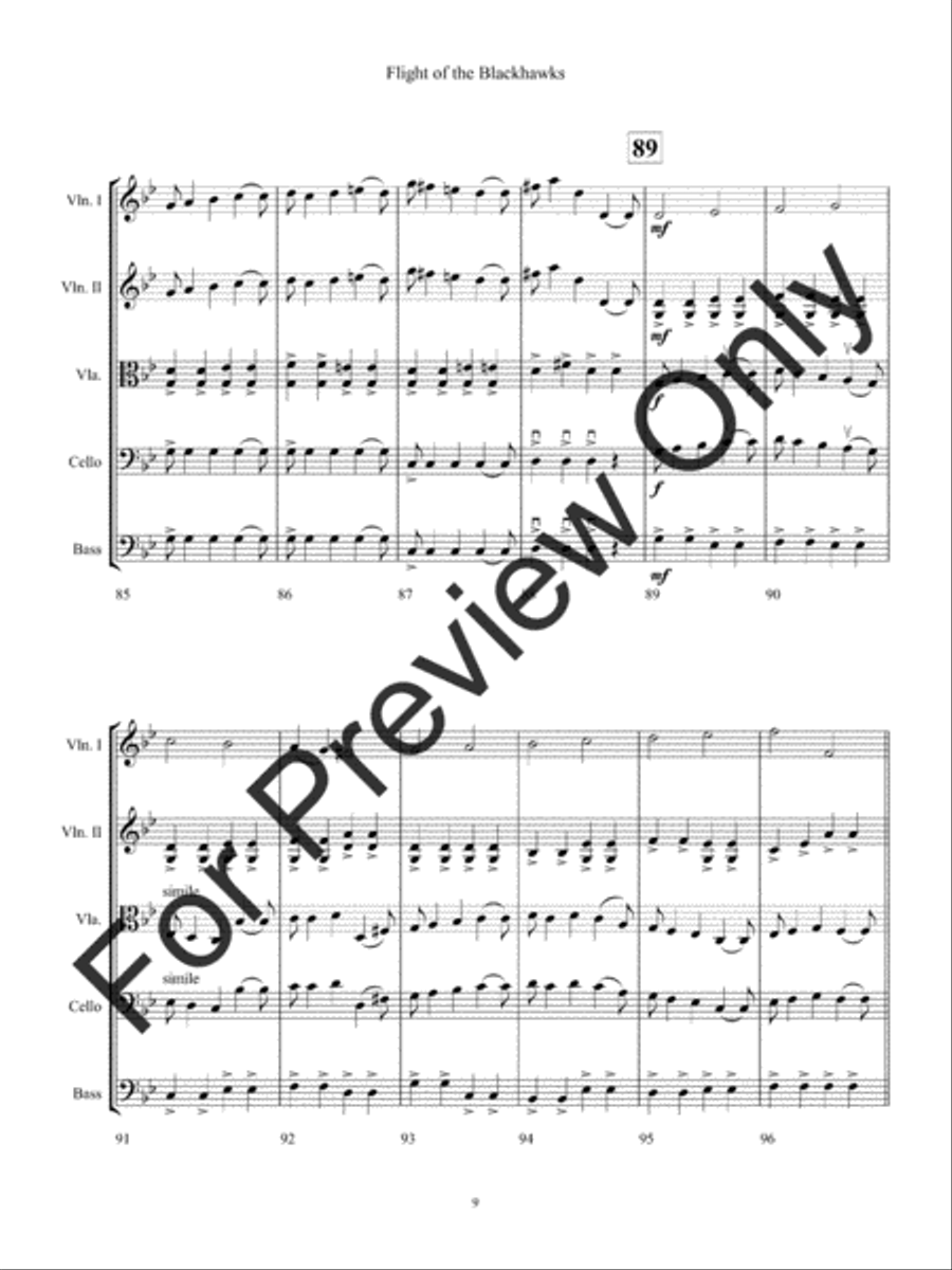 Flight of the Blackhawks Flight of the Blackhawks String Orchestra scores gallery preview page 12