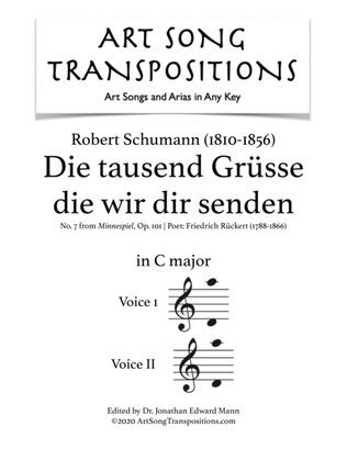 Book cover for SCHUMANN: Die tausend Grüsse die wir dir senden, Op. 101 no. 7 (transposed to C major)