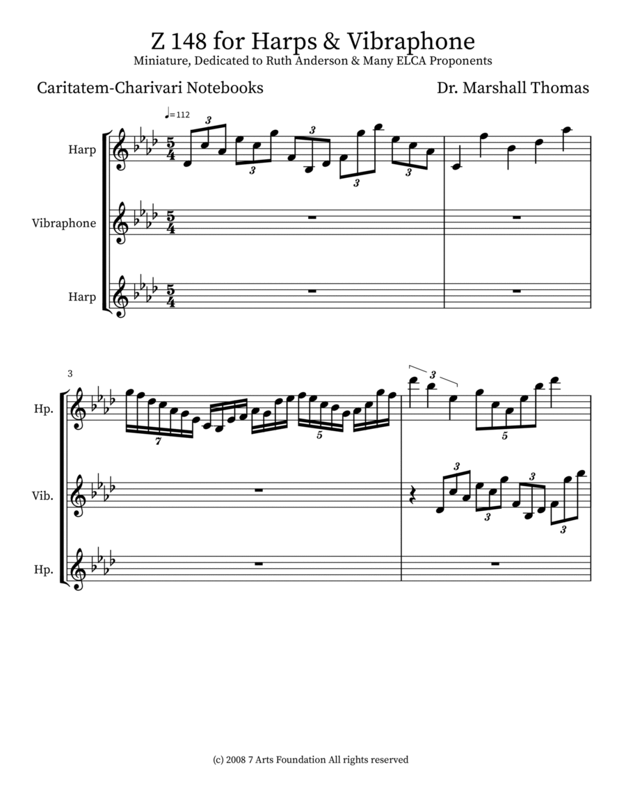 Z 148 for Harps & Vibraphone Vibraphone scores gallery preview page 1