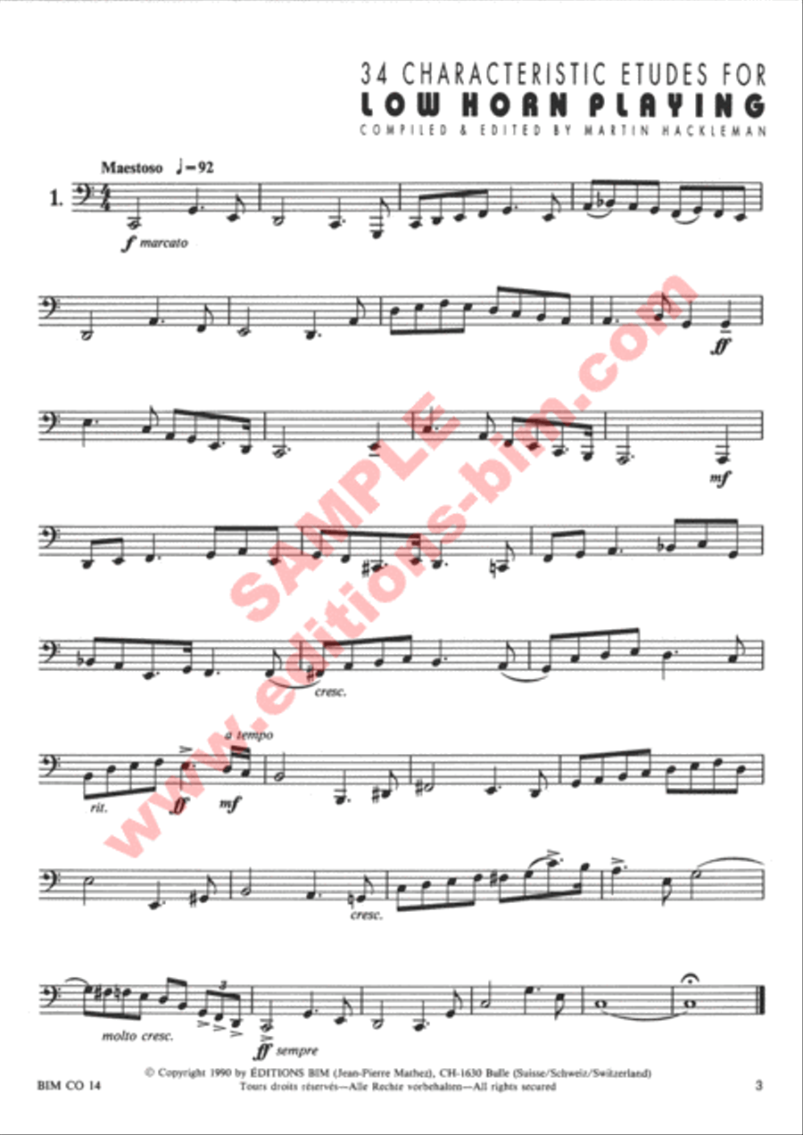 34 Characteristic Etudes for Low Horn Playing Horn scores gallery preview page 2