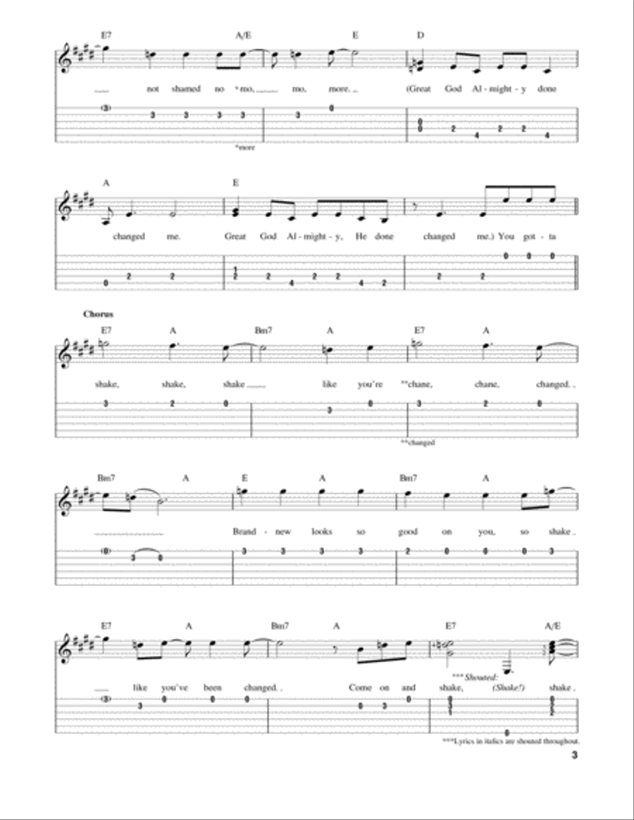 Shake Shake Acoustic Guitar scores gallery preview page 3