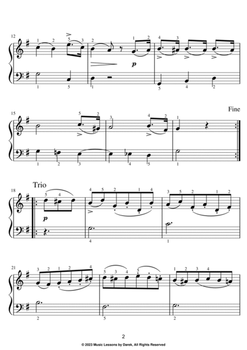 Minuet in G Major (EASY PIANO) WoO 10, No. 2 [Ludwig van Beethoven] image number null