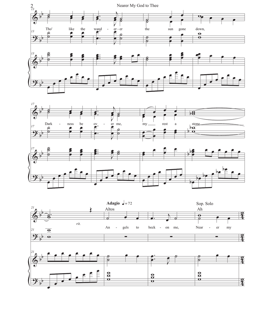 Nearer My God to Thee Piano, Vocal, Guitar scores gallery preview page 2