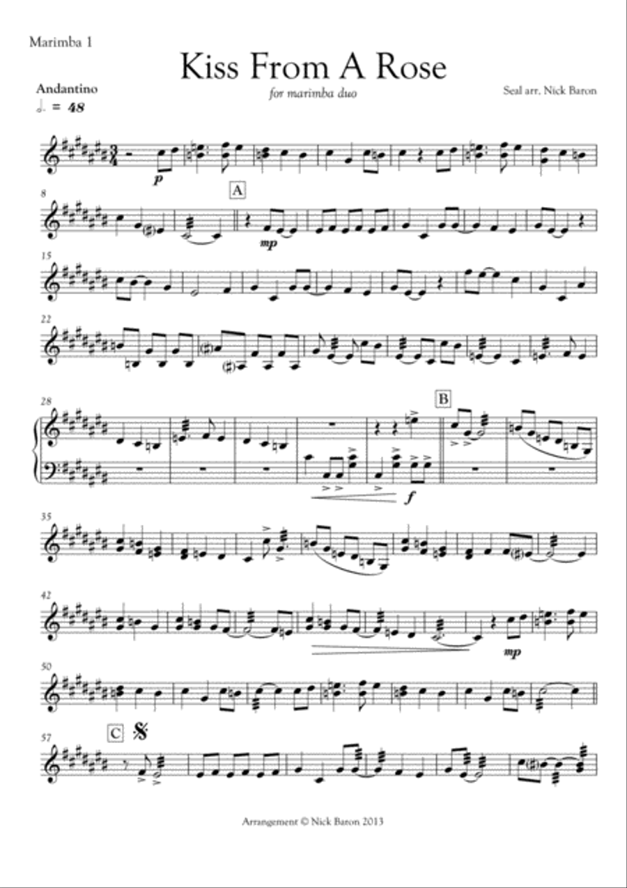 Kiss From A Rose Marimba scores gallery preview page 2
