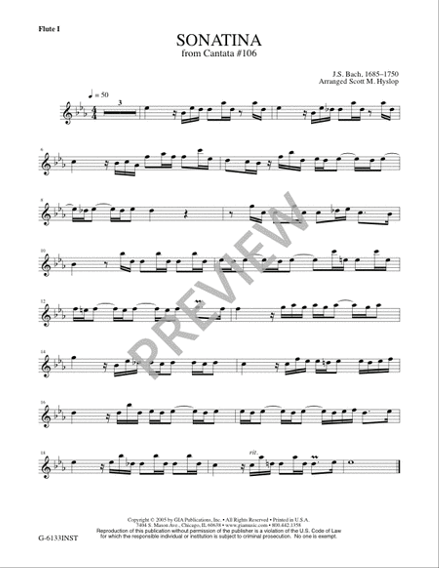 Sonatina from Cantata #106 Flute scores gallery preview page 6