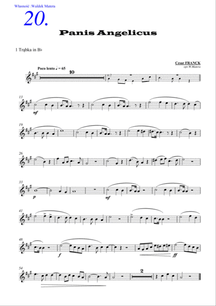 Cesar Franck - Panis Angelicus for Brass Quintet Brass Quintet scores gallery preview page 1