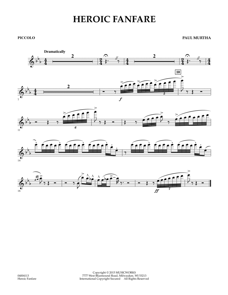 Heroic Fanfare - Piccolo Heroic Fanfare - Piccolo Concert Band scores gallery preview page 1