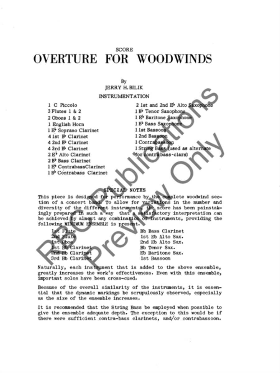 Overture For Woodwinds Overture For Woodwinds Score scores gallery preview page 2