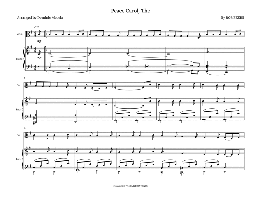 Peace Carol, The String Duet scores gallery preview page 1
