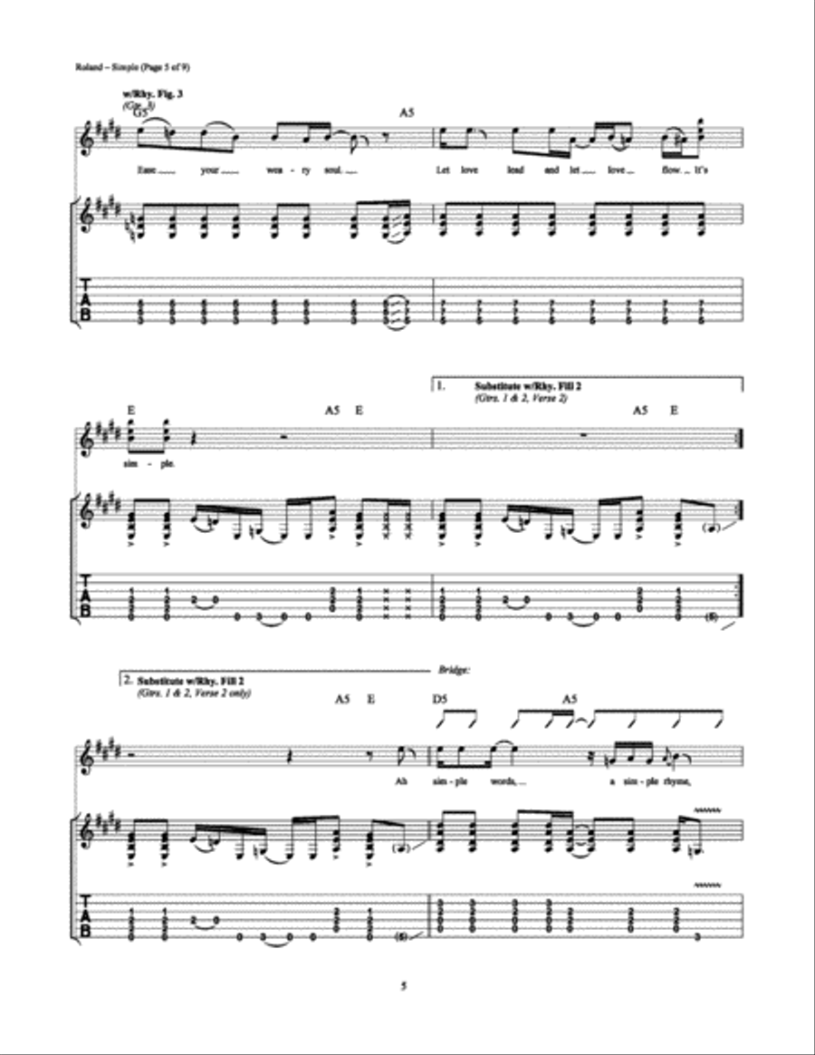 Simple Electric Guitar scores gallery preview page 5