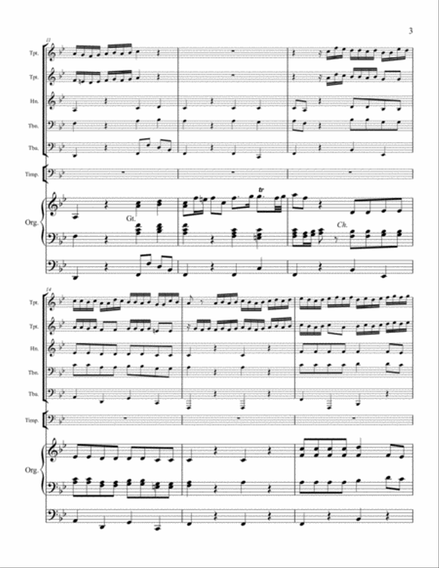 Sinfonia from Cantata 142 (To Us A Child Is Born) - Brass Quintet and Organ with Optional Timpani Small Ensemble scores gallery preview page 4