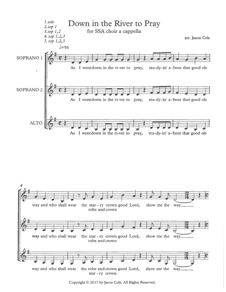 Down in the River to Pray SSA scores gallery preview page 1