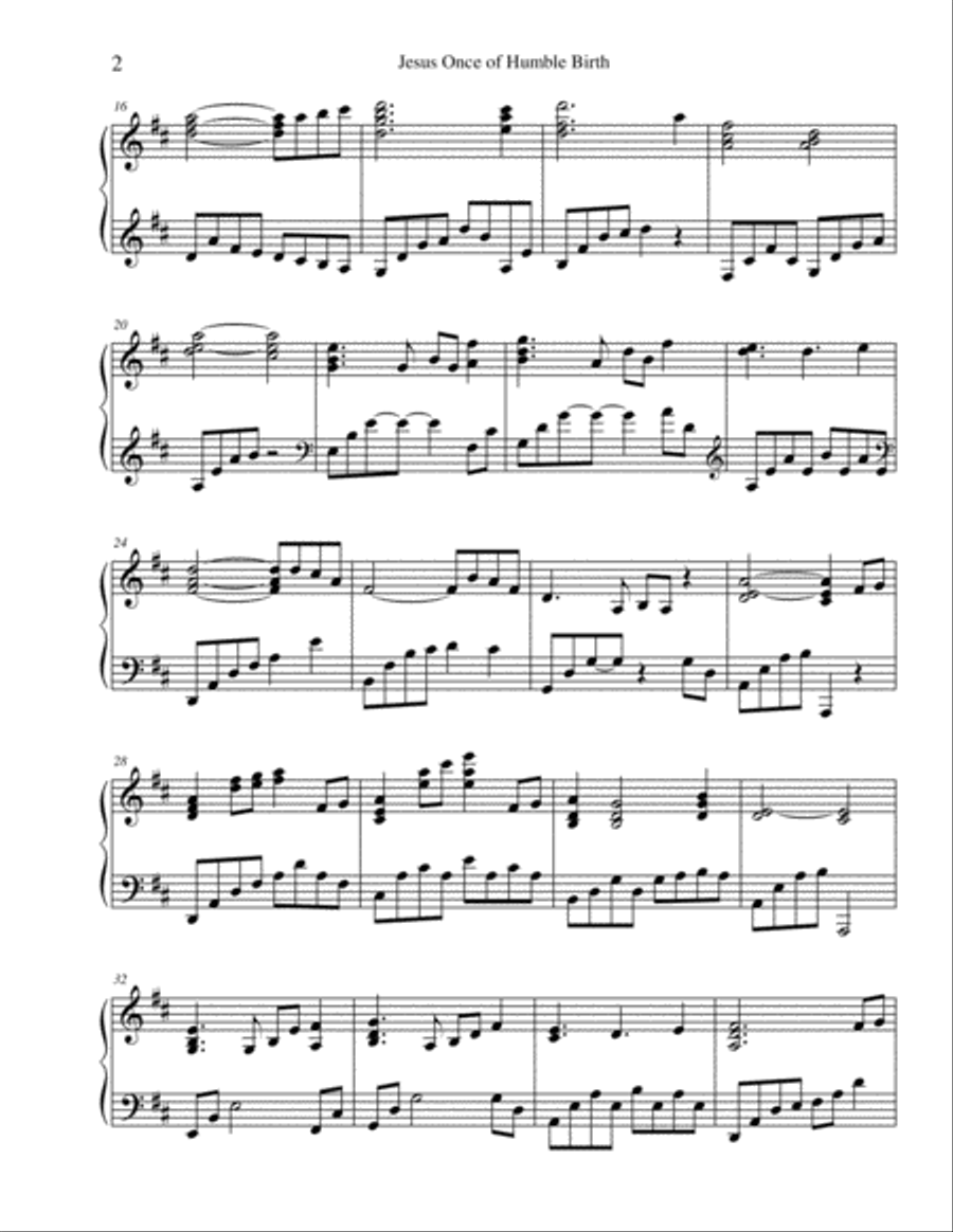 Jesus Once of Humble Birth Piano Solo scores gallery preview page 3