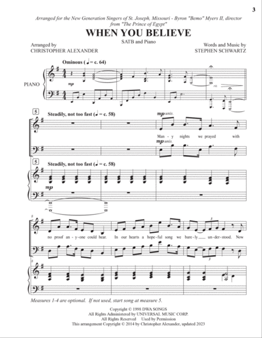 When You Believe 4-Part scores gallery preview page 3
