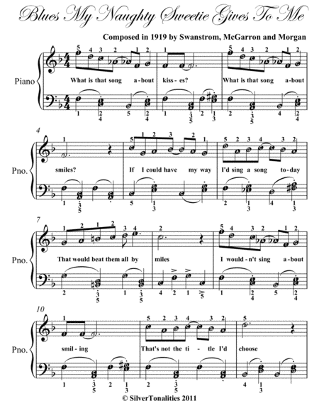 Blues My Naughty Sweetie Gives to Me Easy Piano Sheet Music