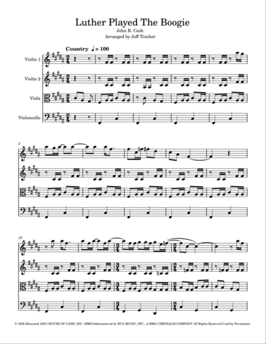 Luther Played The Boogie Luther Played The Boogie String Quartet scores gallery preview page 2