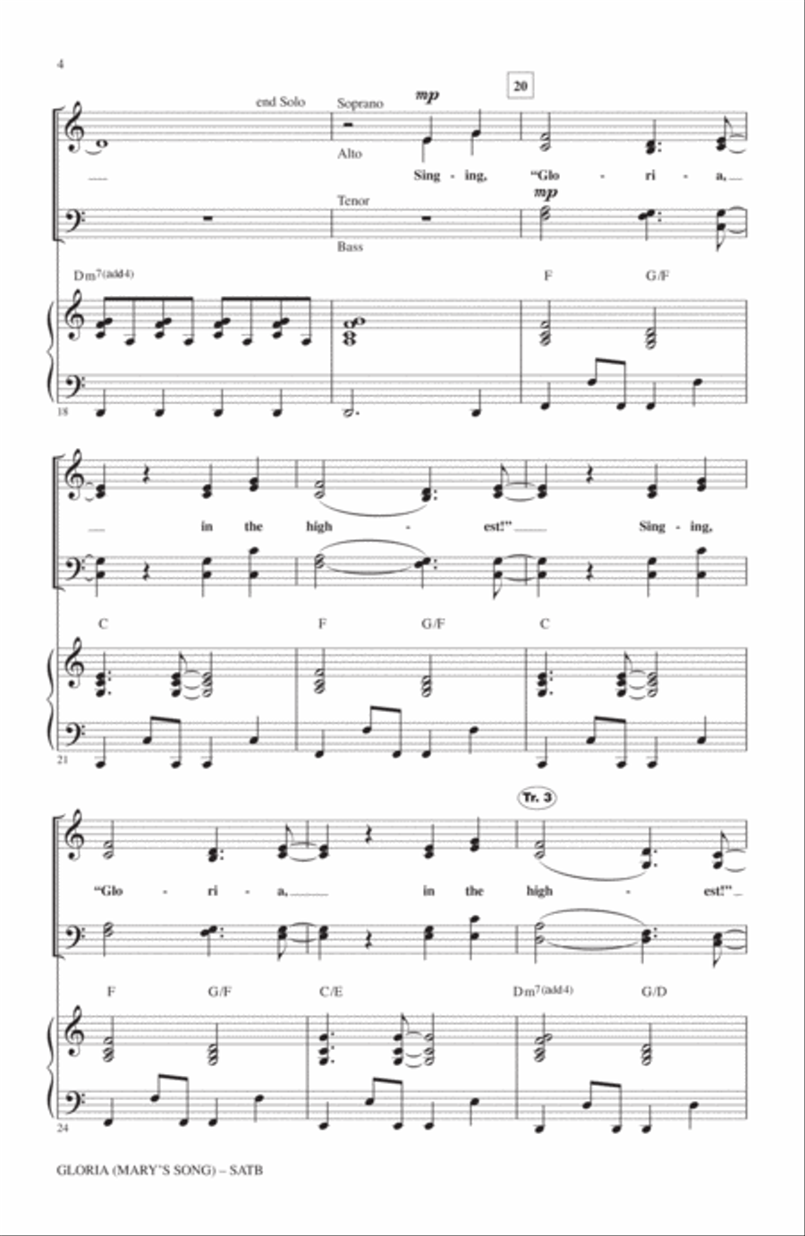 Gloria (Mary's Song) Gloria (Mary's Song) 4-Part scores gallery preview page 3