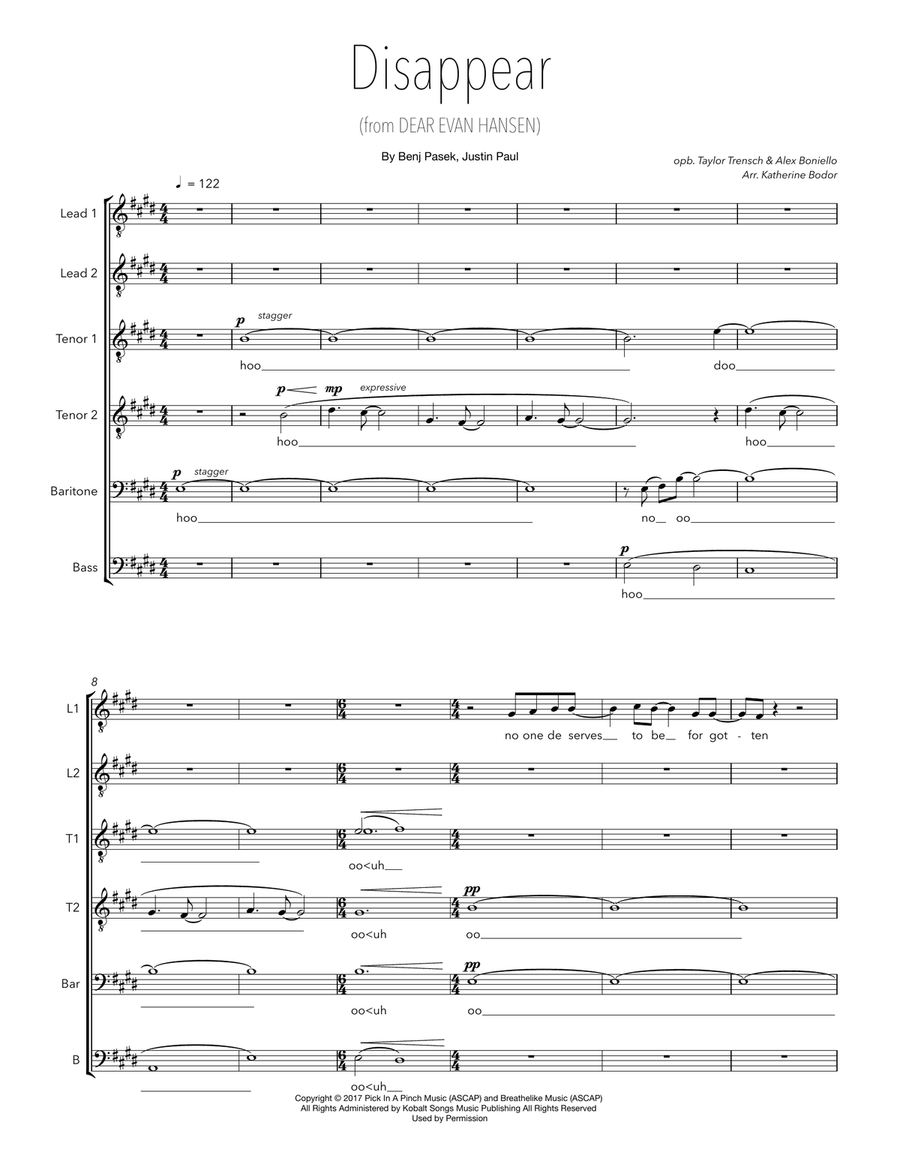 Disappear TTBB scores gallery preview page 1