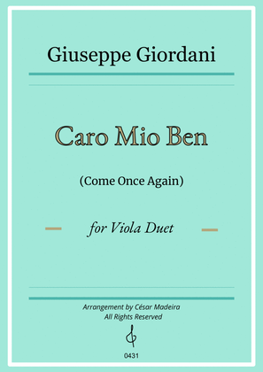 Caro Mio Ben (Come Once Again) - Viola Duet (Full Score and Parts)