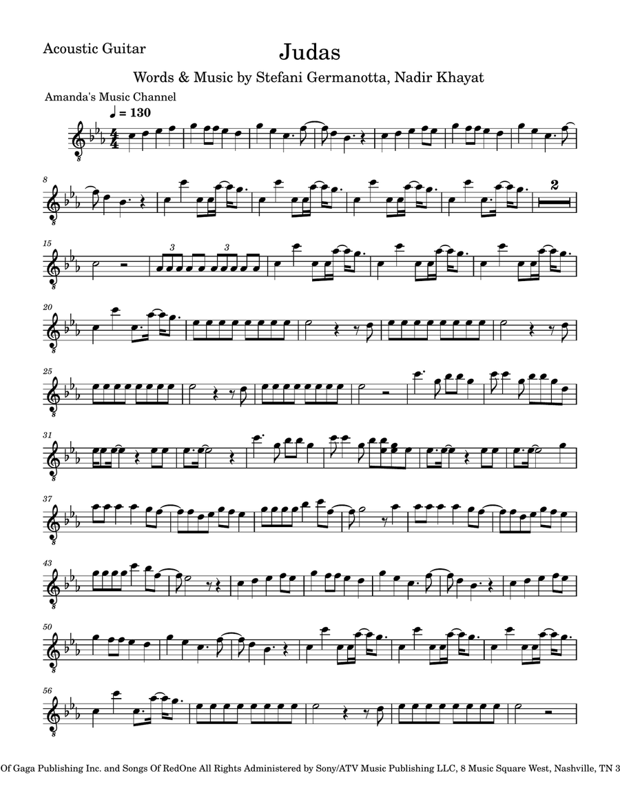 Judas Acoustic Guitar scores gallery preview page 1