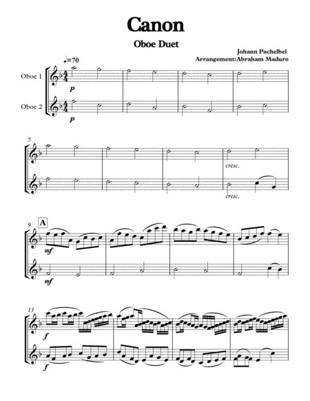 Pachelbel's Canon Oboe Duet image number null