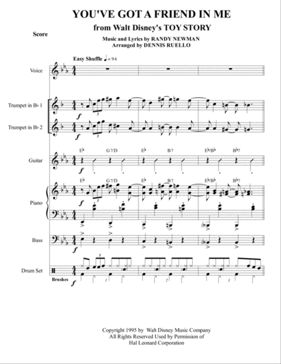 You've Got A Friend In Me Piano, Vocal, Guitar scores gallery preview page 1