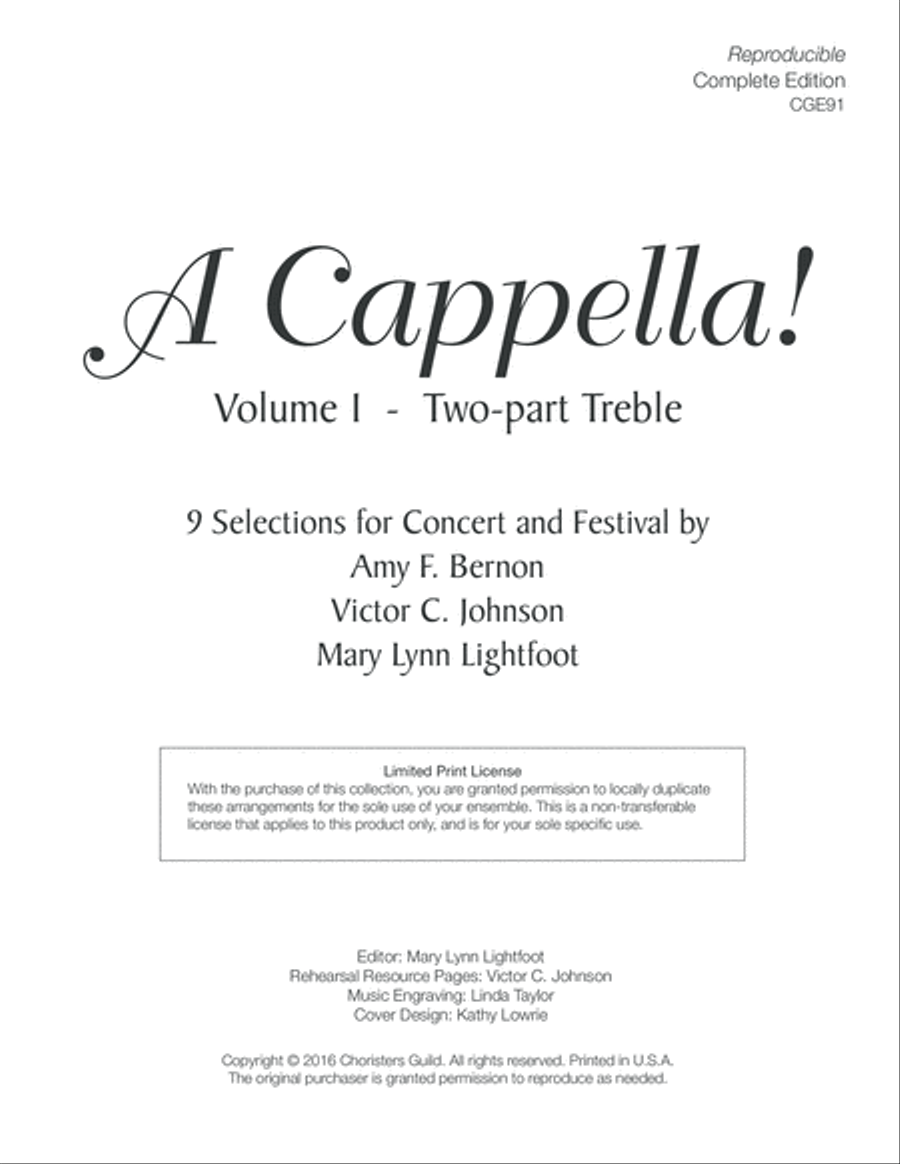 A Cappella! Volume I - Two Part Treble Complete Edition (Reproducible) 2-Part scores gallery preview page 2