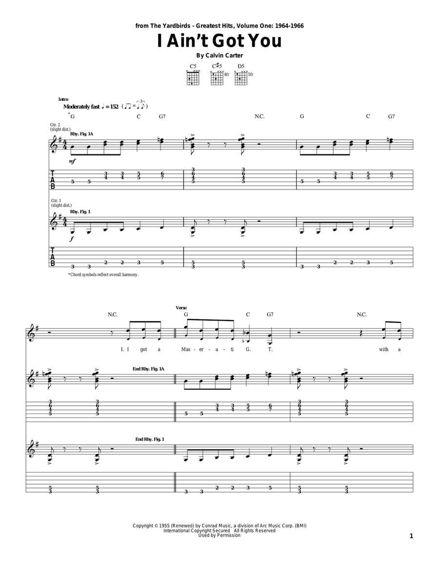 I Ain't Got You Acoustic Guitar scores gallery preview page 1