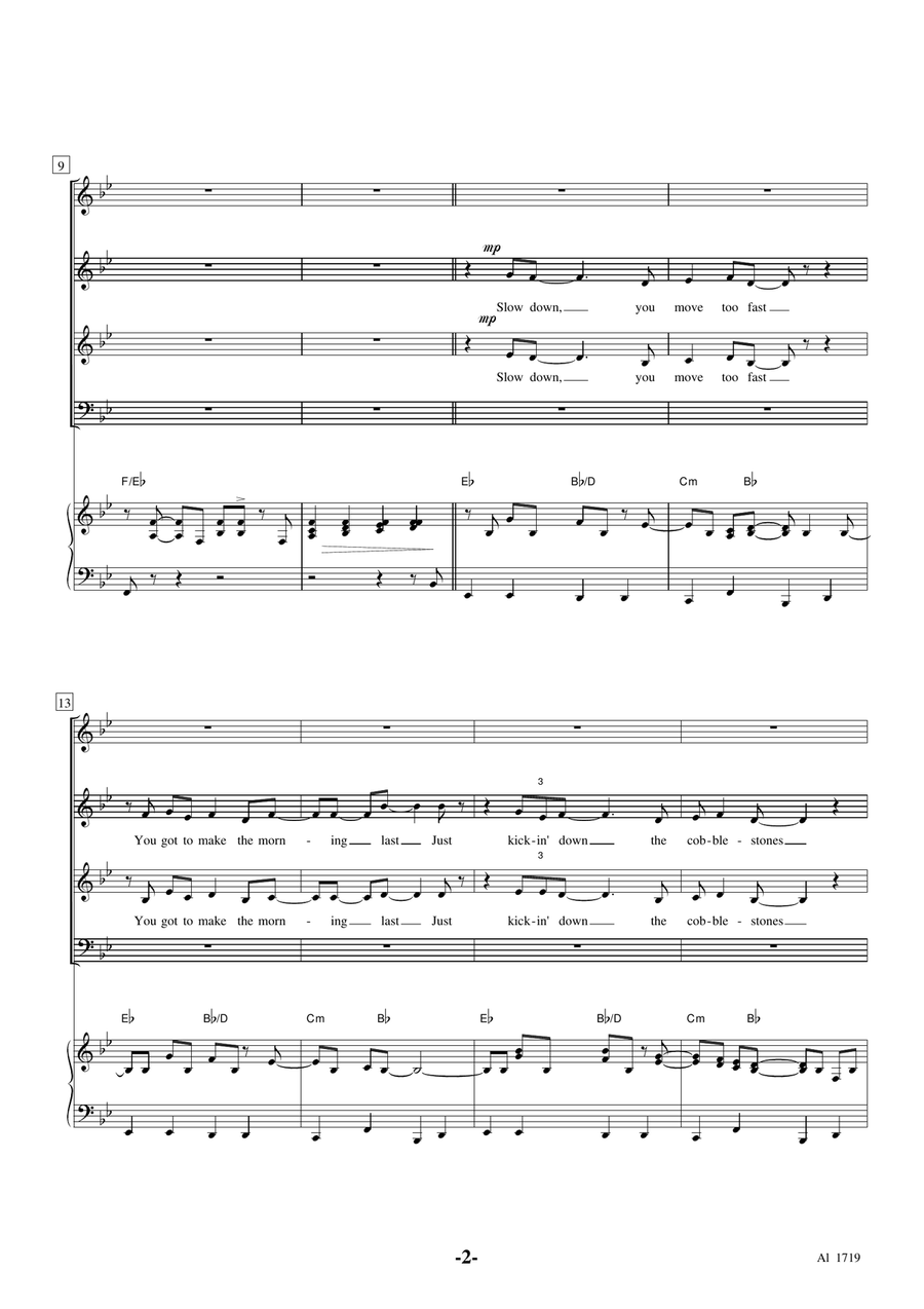 The 59th Street Bridge Song (Feelin' Groovy) 4-Part scores gallery preview page 2