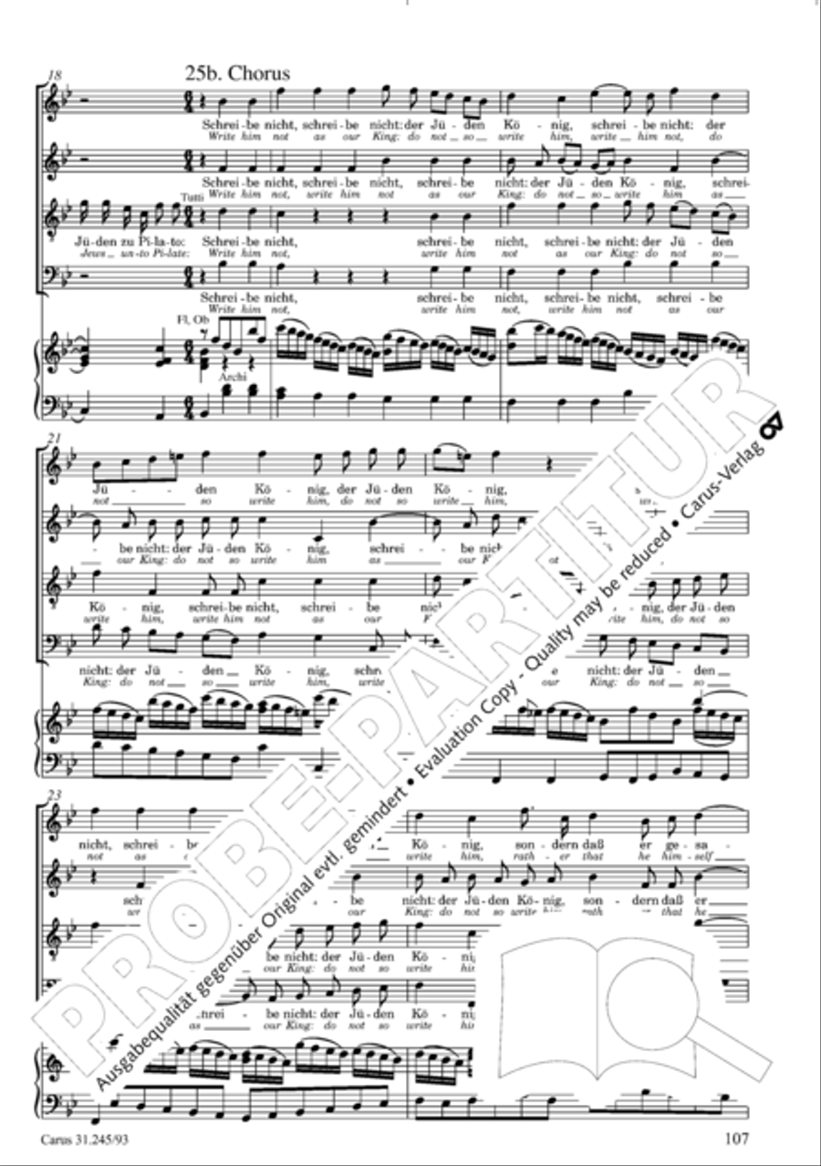 St. John Passion (Johannes-Passion) 4-Part scores gallery preview page 108