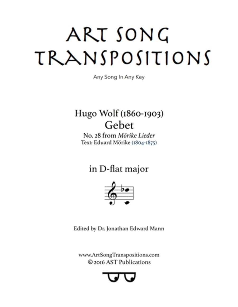 WOLF: Gebet (transposed to D-flat major)