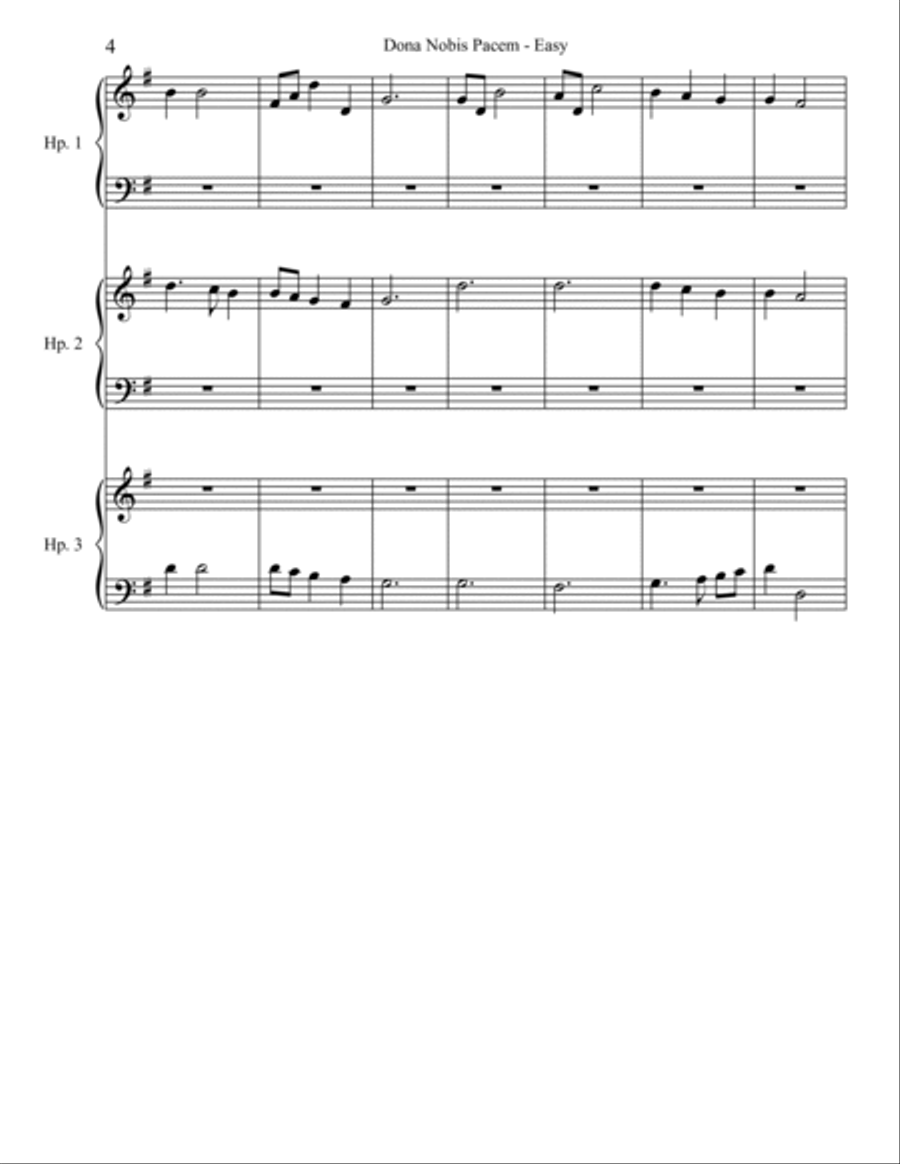 Dona Nobis Pacem - Easy Harp scores gallery preview page 4