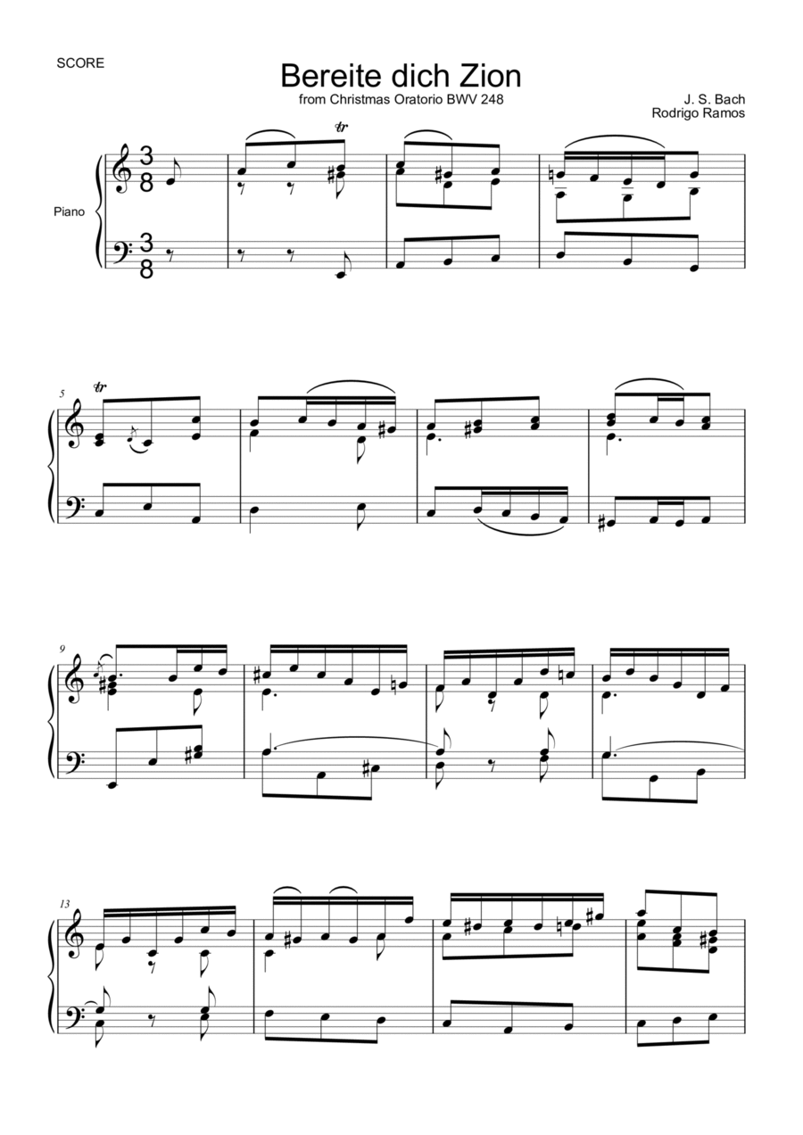 Bereite dich Zion - oratorio BWV 248 Violin Solo scores gallery preview page 1