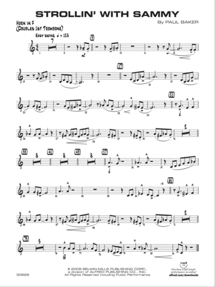 Strollin' with Sammy: 1st F Horn Jazz Ensemble scores gallery preview page 1