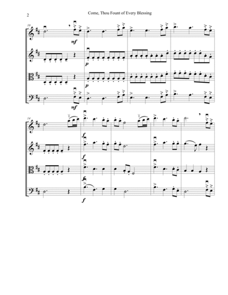 Come, Thou Fount of Every Blessing -- Intermediate String Quartet image number null
