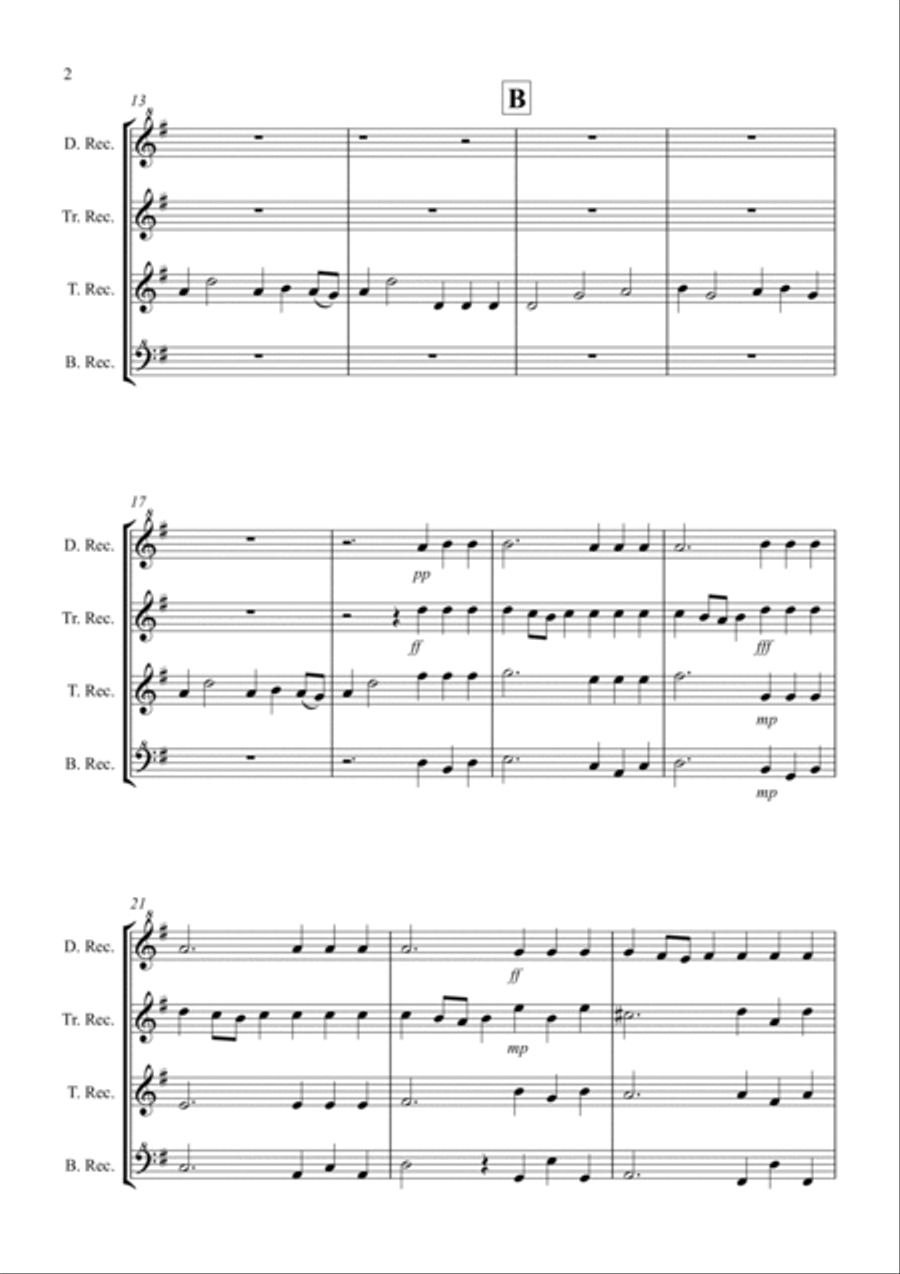 Hornpipe from Handel's Water Music for Recorder Quartet Woodwind Quartet scores gallery preview page 2