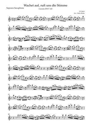 Wachet Auf BWV 140 (J.S. Bach) for Soprano Saxophone Solo