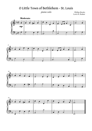 O Little Town of Bethlehem (St. Louis) for piano solo - Easy version
