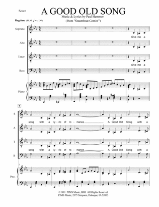 A Good Old Song - SATB & piano accompaniment - An original "ragtime" style song from the music "Stea