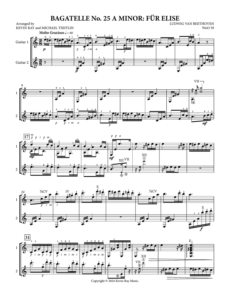 Bagatelle No. 25 A Minor: Für Elise Chamber Music scores gallery preview page 2