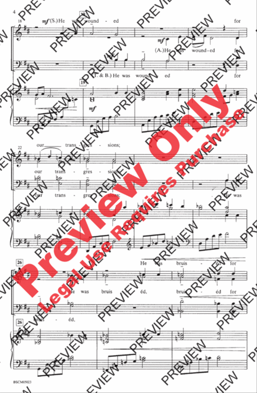 Surely, He Has Borne Our Griefs 4-Part scores gallery preview page 4