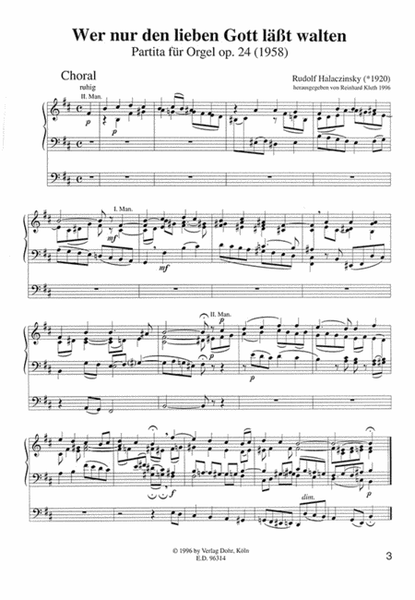 Wer nur den lieben Gott läßt walten op. 24 (1958) -Partita für Orgel-