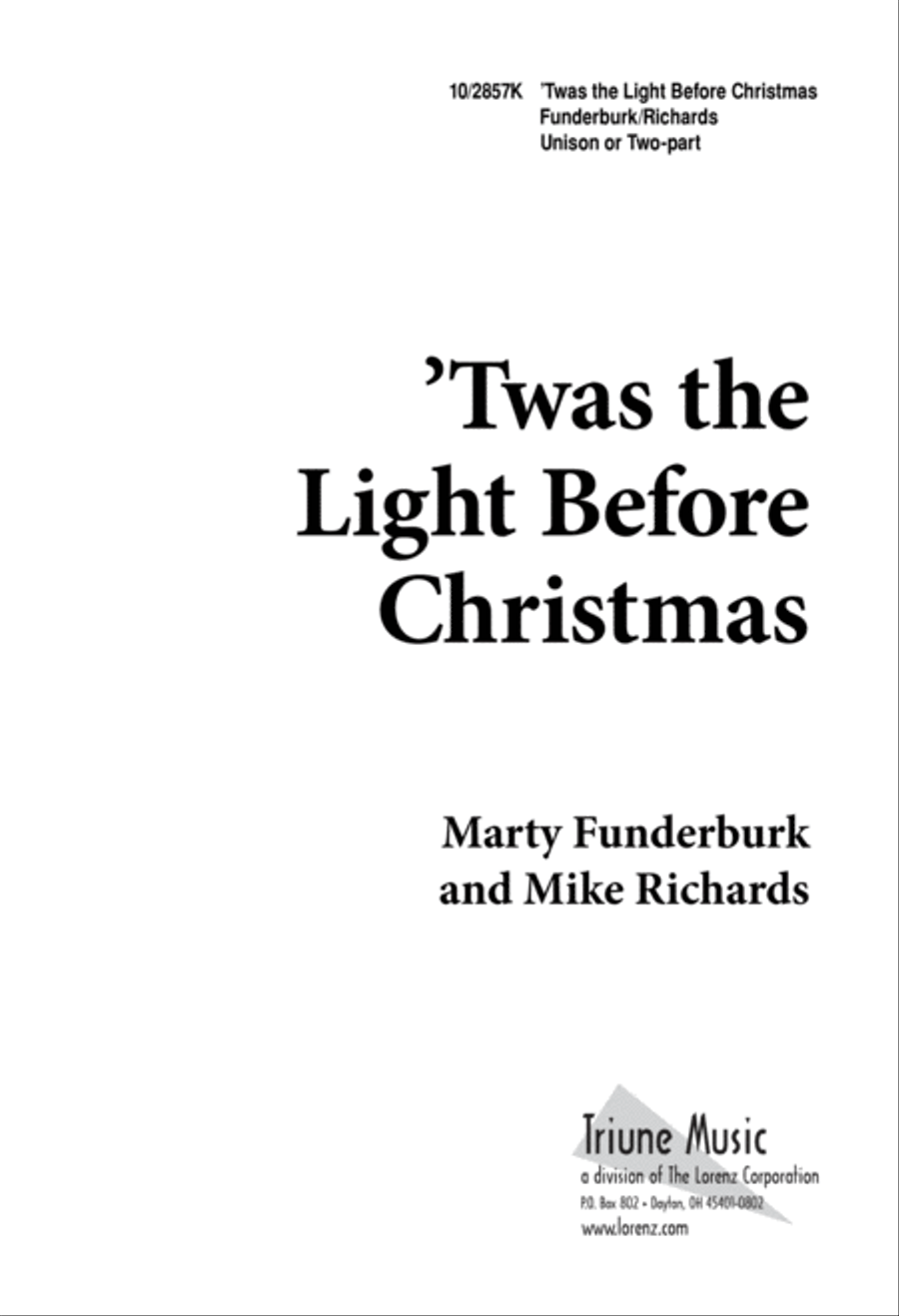'Twas the Light Before Christmas Unison Choir scores gallery preview page 1