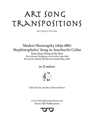 Book cover for MUSSORGSKY: Песня Мефистофеля в погребке Ауэрбаха (transposed to D minor, "Song of the flea")
