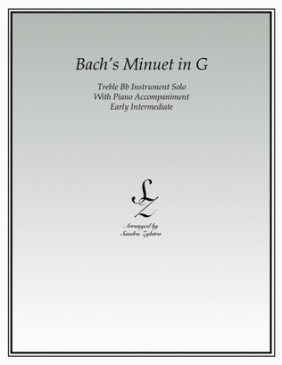 Bach's Minuet In G (treble Bb instrument solo)