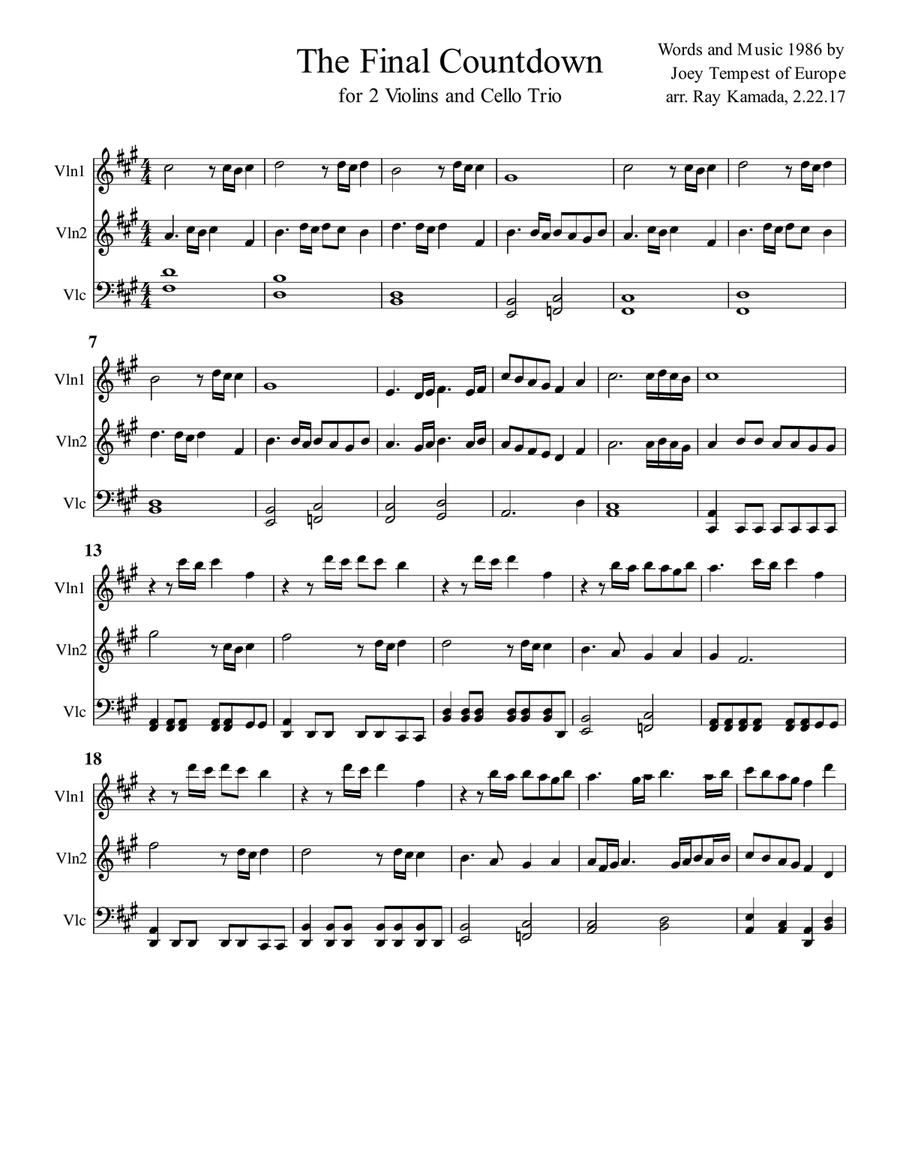 Final Countdown String Trio scores gallery preview page 1
