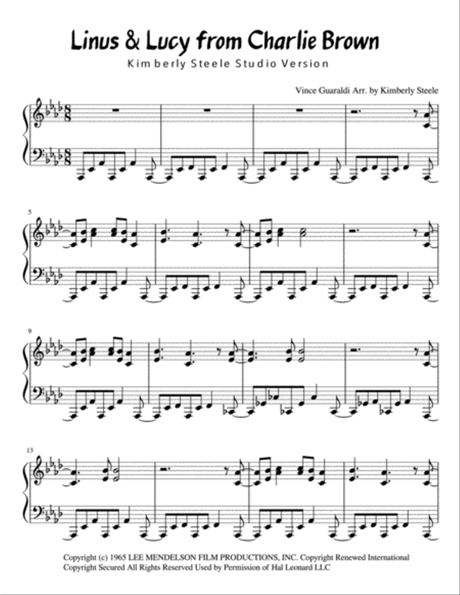 Linus And Lucy Piano Solo scores gallery preview page 1