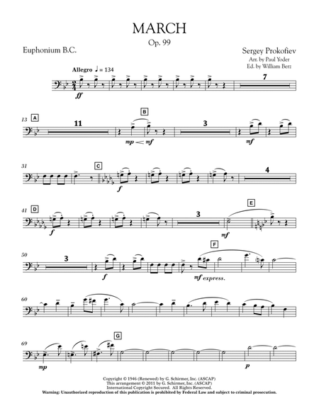 March, Op. 99 - Euphonium in Bass Clef
